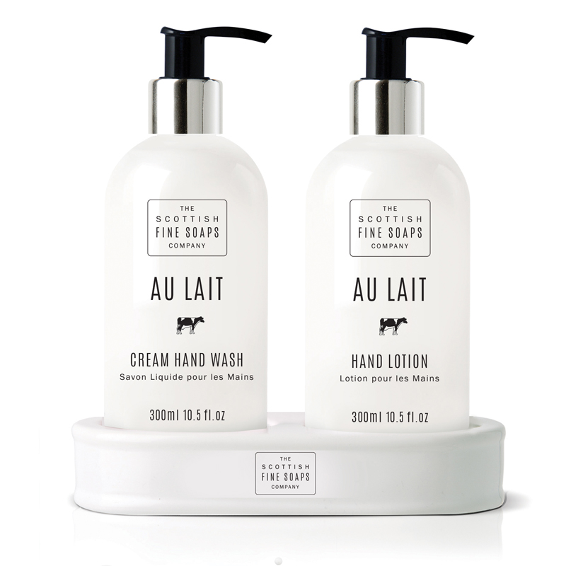 A01609 Scottish Fine Soaps Flüssigseife & Handlotion Au Lait je 300ml