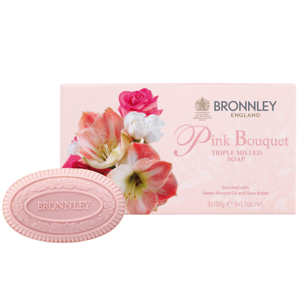 Bronnley Gästeseife Pink Bouquet 3 x 100g - VERPACKUNG BESCHÄDIGT